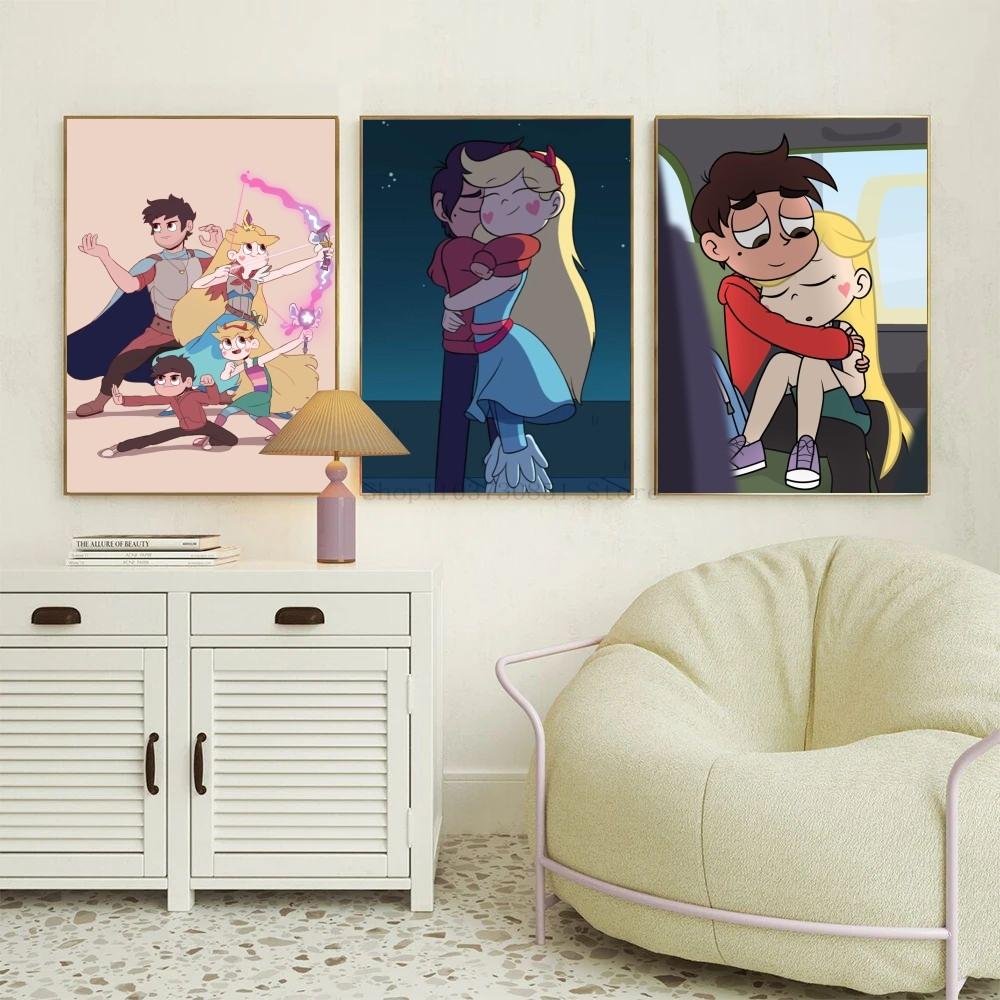 1pc Stars Vs The Forces Evils Self-adhesive Art Poster Waterproof Paper Sticker Coffee House Bar Room Wall Decor