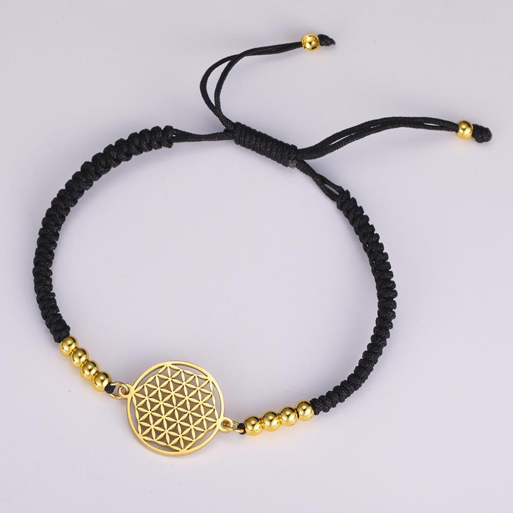 Dawapara Flower of Life Women Bracelet Mandala Sacred Geometry Yoga Meditation Amulet Stainless Steel Jewelry
