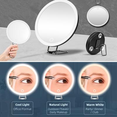 10/20/30X Magnifying Mirror with LED Light Tweezers 360 Degrees Rotary Portable Wall Hanging