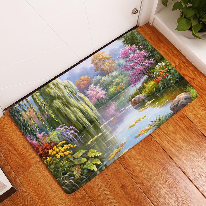 Carpet Door Mat Indoor Floor Mat Non-slip Rug Retro Oil Painting Printing Kitchen Entrance Door Mat
