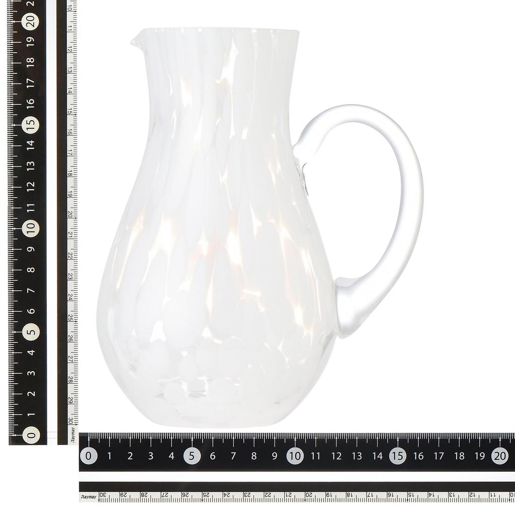 Francfranc Dot Pattern Glass Carafe, White, 1100ml, Suitable for Cold Water, Pitcher, and Water Carafe