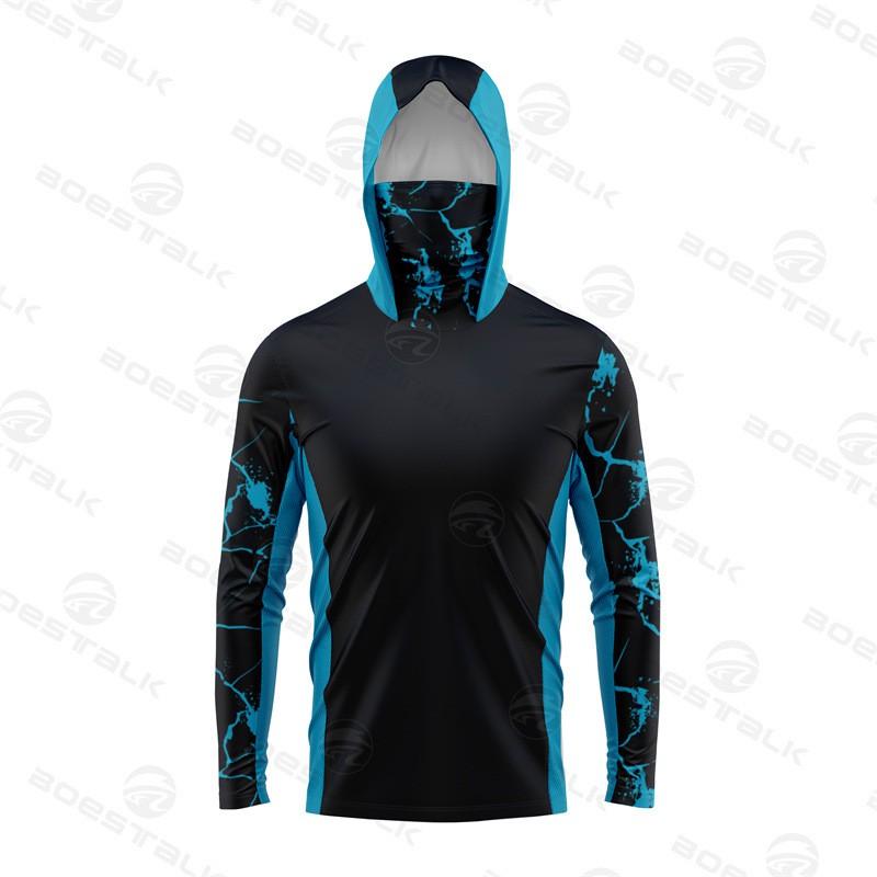 Mens Long Sleeve Fishing Shirt With Face Cover UV Protection Quick Dry Breathable Ice Silk Feel Outdoor Angling Apparel