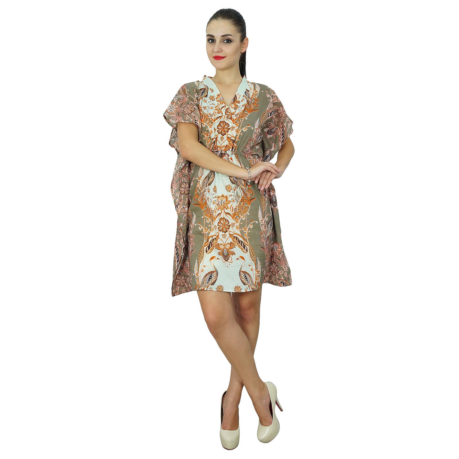 

Bimba Women Cotton Caftan Dress Short Beach Cover Up Printed Kaftan 8 різнокольоровий