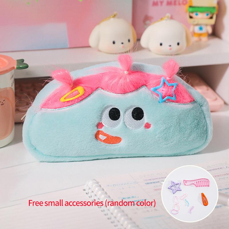 Kawaii Plush Pen Pouch Large Capacity Pencil Case Funny Stationery Storage Bags Cosmetic Pouch Packing Supplies Student Gifts