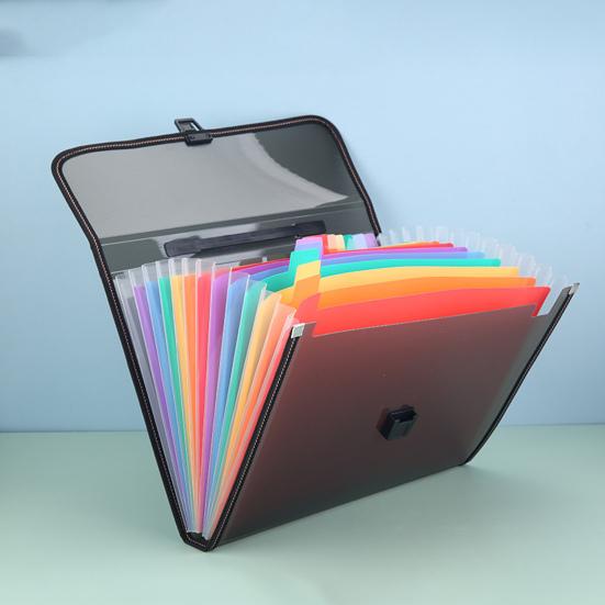 A4 File Folder Multi-layers 13 Pockets Buckle Portable Handle Examination Paper Document File Organizer Bag School Supplies