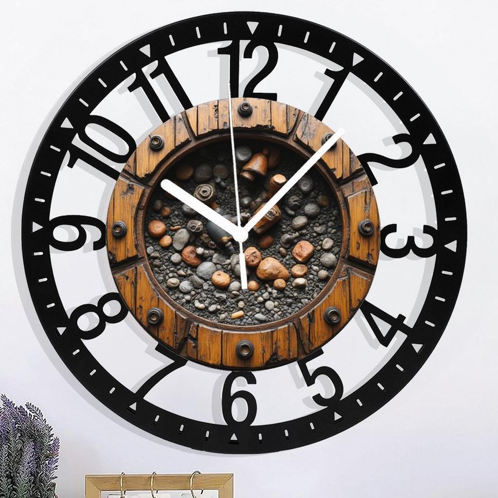 25cm Iron Wall Clock with a Abstract Artistic Metal Cut-Out Pattern