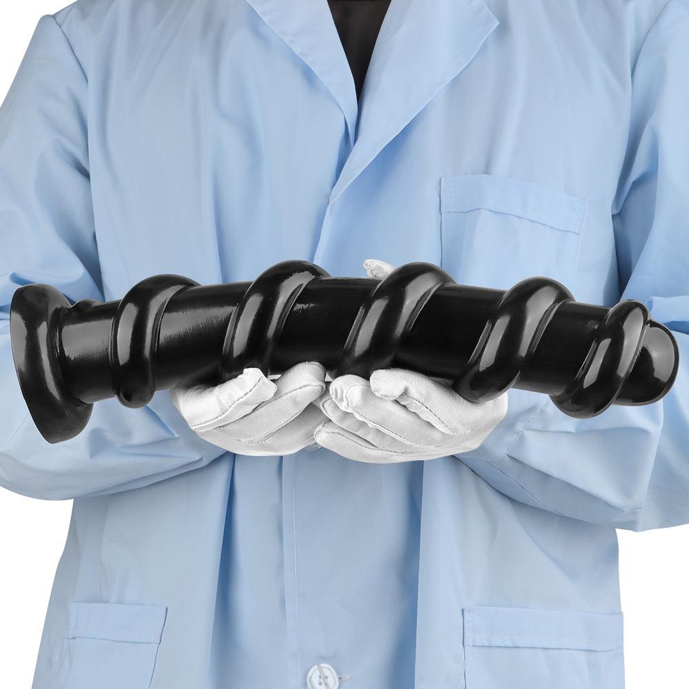 Super Large Threaded Masturbator Black PVC Butt Plug Dildo Anal Fisting Sex Toy Realistic Penis Big Dick