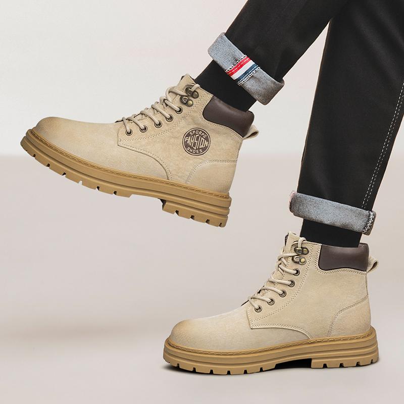 FashionAll-match Man Cotton Platform Shoes Leather Outdoor Snow Botas 2024 New Men's Winter Boots Luxury Brand Motorcycle Ankle Boots