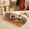 PET Plastic Serving Tray with Handles Clear Food Trays for Eating Diamond Texture Nesting Tea Serving Dishes Platter Tableware
