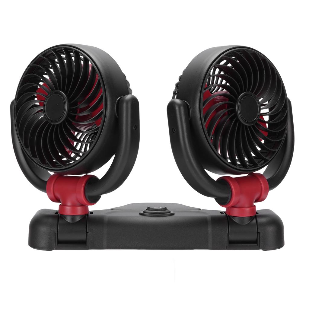 Autoventilatoren 2 Geschwindigkeiten einstellbar Leise Tragbare Kühlung Doppelkopf Drehbar Fahrzeug Elektrischer Ventilator für