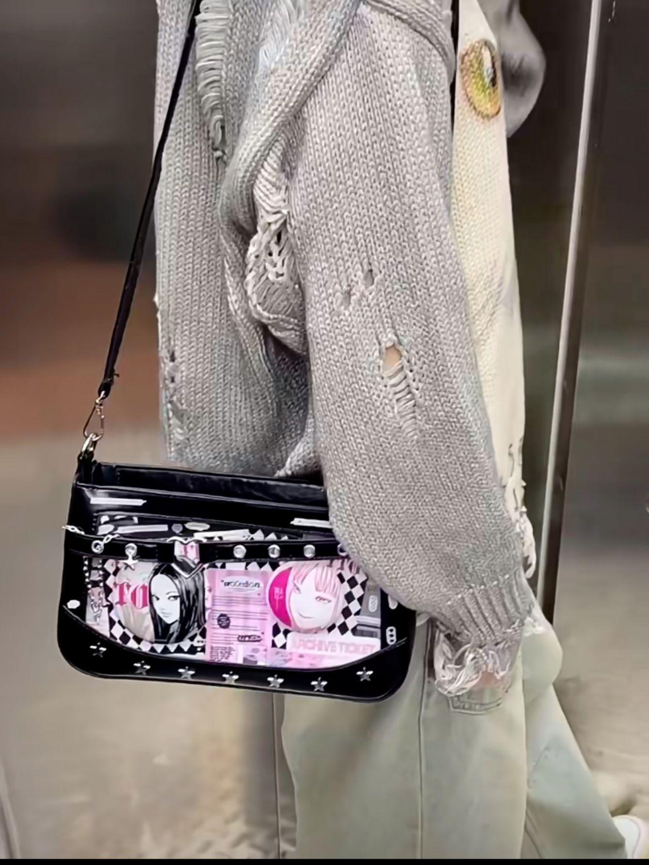 

New niche backpack cute versatile casual black premium small backpack transparent