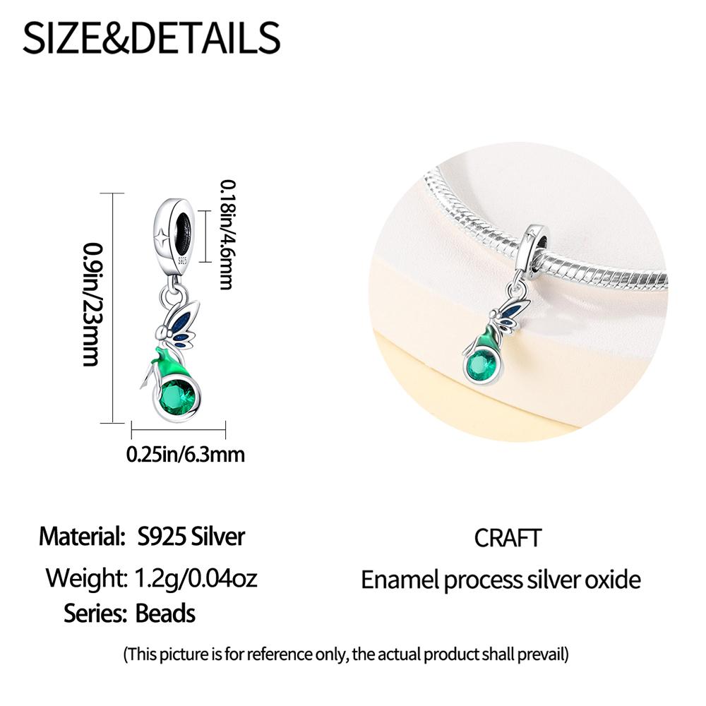 Original Copper Charms Luxury Green Fairy Butterfly Pendant Beads Fit Bracelet Diy Women Making Delicate Gift