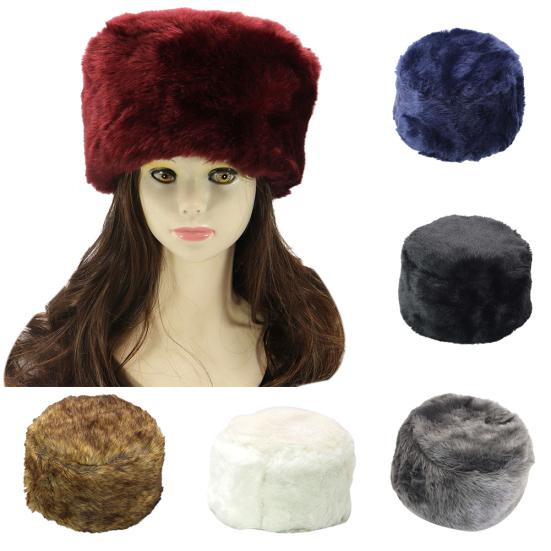 Winter Russian Women Men Fluffy Faux Fur Solid Color Ear Warmer Hat Beanie Cap