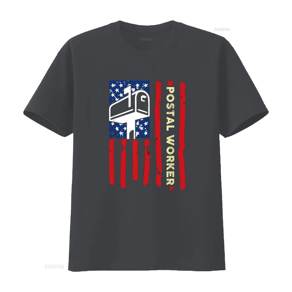 Postal Worker Patriotic US Post Mail Carrier T Shirt vintage Washed fashion Casual Stretched homme Versatile Soft