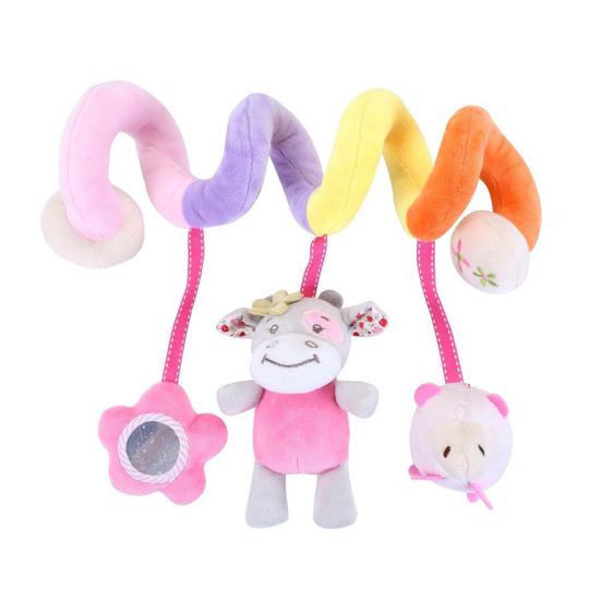 Baby Spiral Plush Toy with Teether Ring Fox Giraffe Bird Beetle Caterpillar Donkey