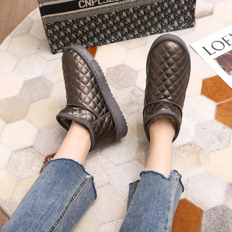 Women Snow Boots Winter Warm Plush Boots Women Waterproof Slip-on Women Shoes Flat Casual Winter Shoes Ankle Boots For Women