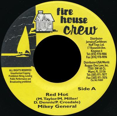 7inch Record MIKEY GENERAL - Red Hot FH009 Firehouse Crew 1999 Jamaica Reggae, Ska & Dub Used