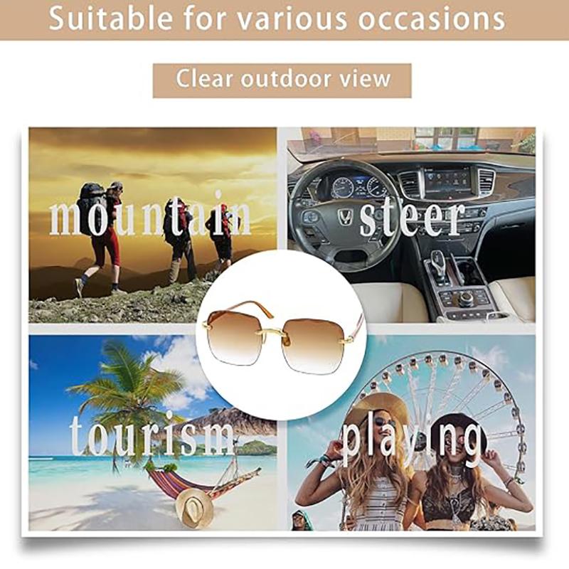 Fashion Rimless Cut Edge γυαλιά ηλίου Γυναικεία γυαλιά ηλίου ντεγκραντέ Καλοκαιρινά αλεξήλια Διάφανοι πολύχρωμοι φακοί Γυναικεία γυαλιά ηλίου