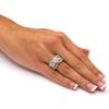 2pcs 100% 18K Gold Wedding Band Rings Earrings Set Princess Cut Square Diamond Rings for Women