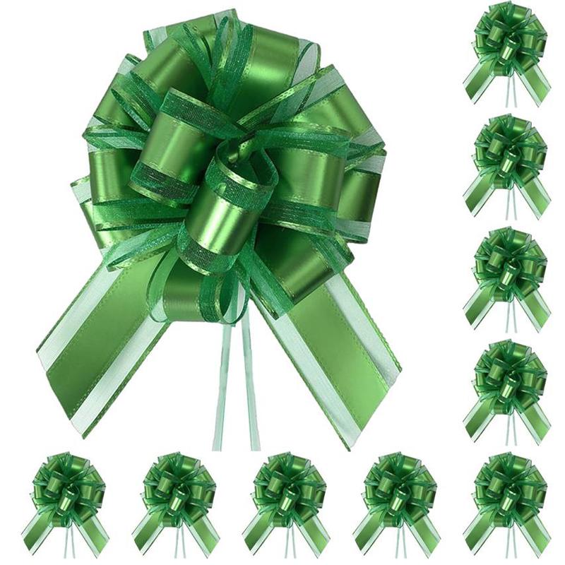 10-Pack Metallic Pull Bows for Gift Wrapping - 6 Inch Reusable Ribbon Bows, Large Instant Floral Decor Bows for Wedding, Christmas