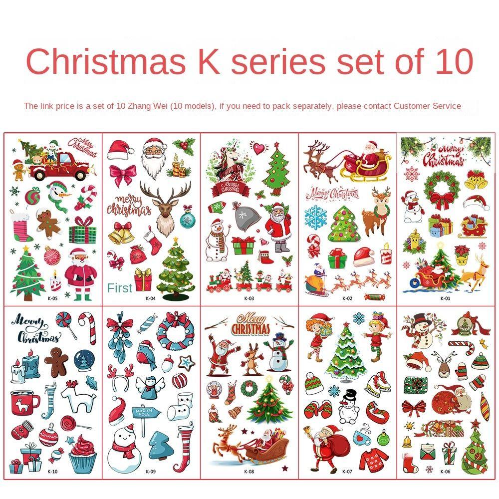 

10Pcs Waterproof Glow Tattoo Sticker Santa Claus Facial Temporary Tattoo Stickers Festival Carnival no.2
