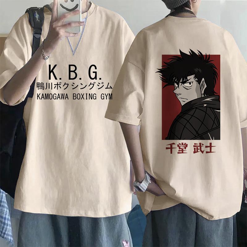 Hajime No Ippo Hip Hop Size TShirt Anime Harajuku Tee Tops Men Women Makunouchi Takamura T-Shirt KGB Y2k Manga Tshirt Clothes