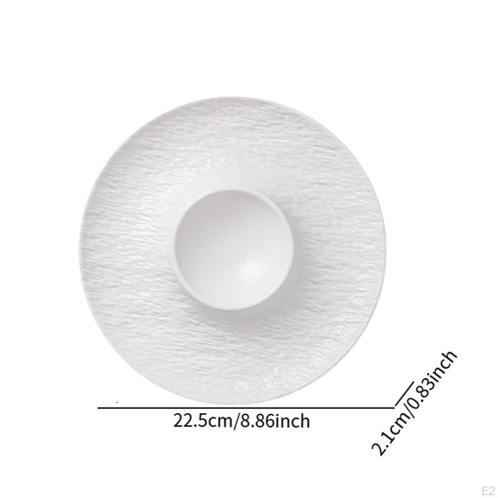 Ceramic Divided Snack Plate Dumpling Chip and Tray Reusable Stylish with Sauce Holder Serving