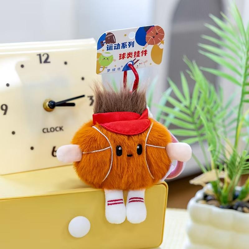 Cute Sports-Themed Plush Toy Keychain – Mini Dumbbell, Kettlebell, Golf Club, and Basketball Figurines – Ideal Gift for Kids
