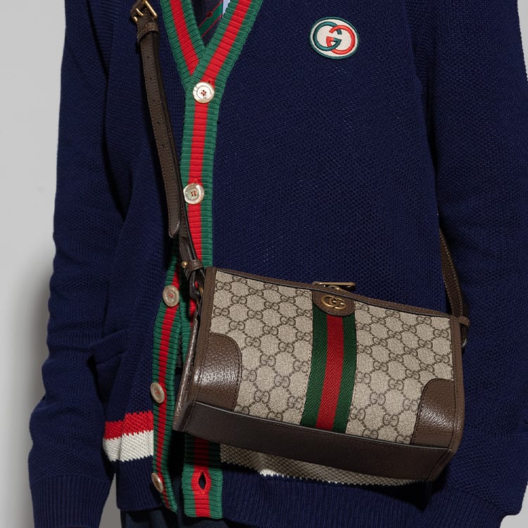 Gucci Ophidia Canvas With Leather Messenger Bag, Shoulder Bag, Crossbody Bag Men's Beige & Brown 752581-96IWT-8745