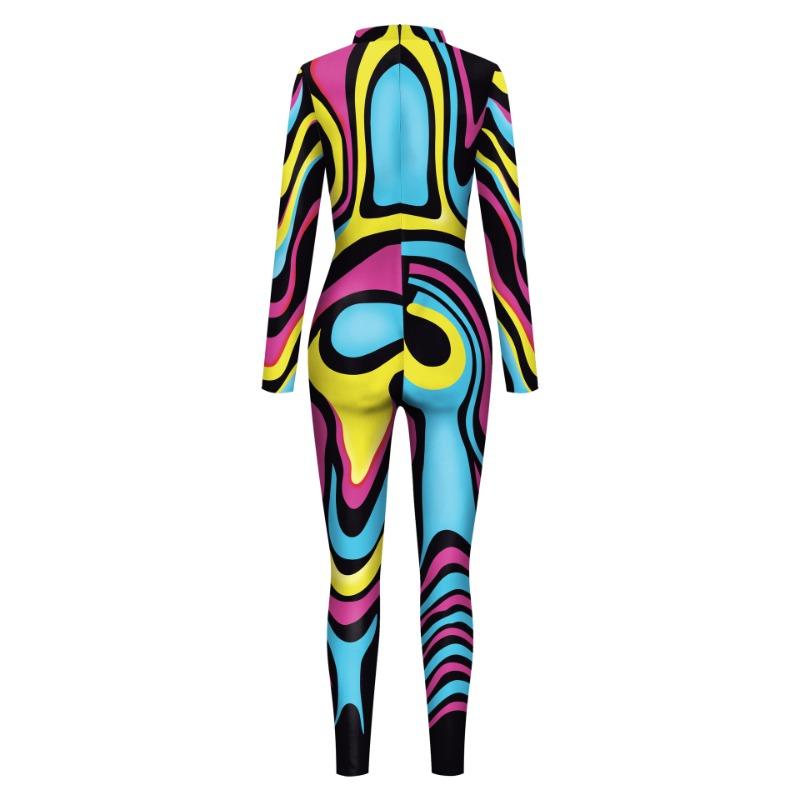 Spring Colorful Body Show Suit Digital Printing Carnival Cosplay One-Piece Costume
