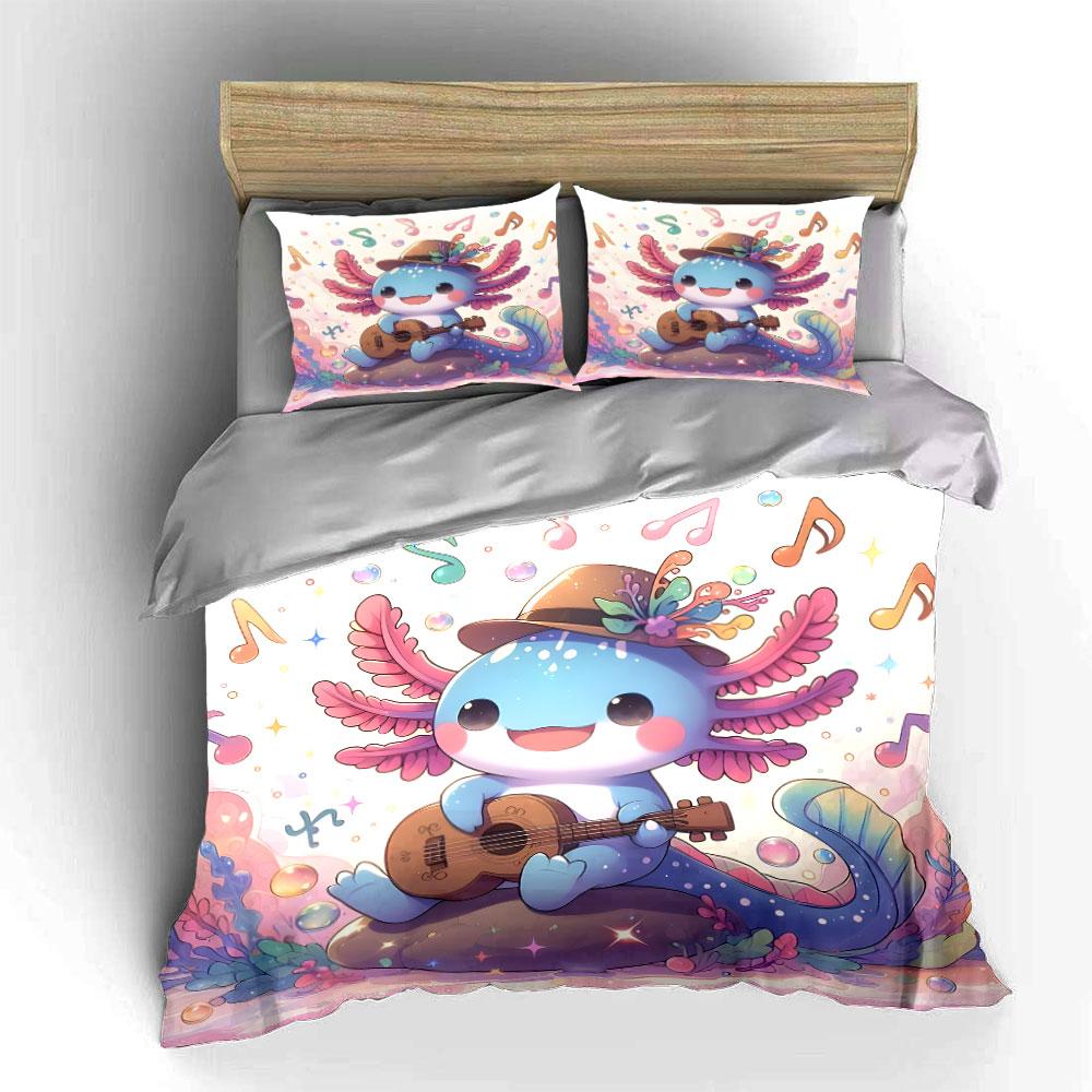 Musical Axolotl Set For Decoration Exquisite Three-Piece Bedding Set Gift For Kids And Adults
