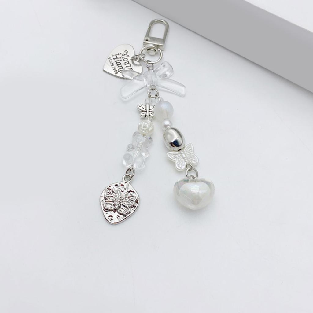 Butterfly Heart Phone Lanyard Bear Beaded Keychain Phone Charm Elegant Cellphone Straps Stylish Ornament for Wallet