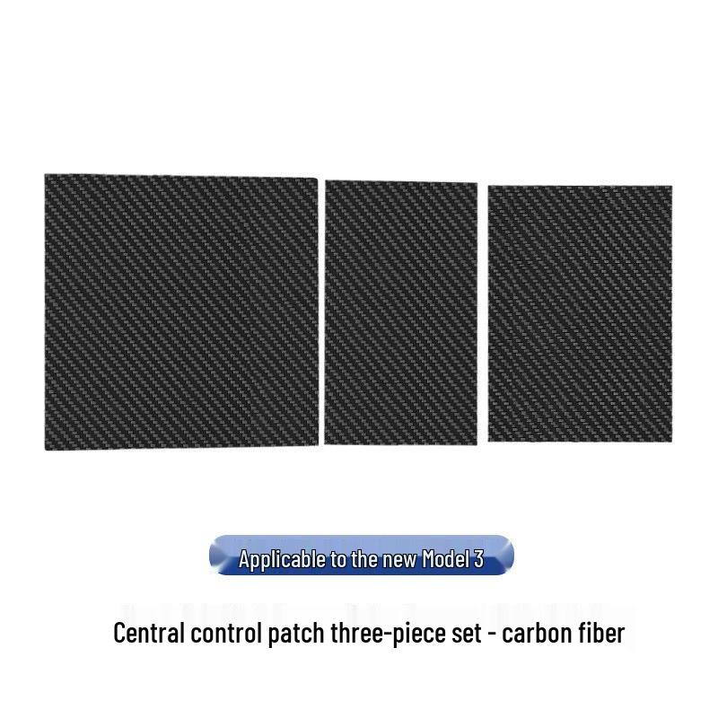 Tesla Model 3 Highland Carbon Fiber Center Console Panel Set (3-Piece) Glossy Black 3-Piece Set