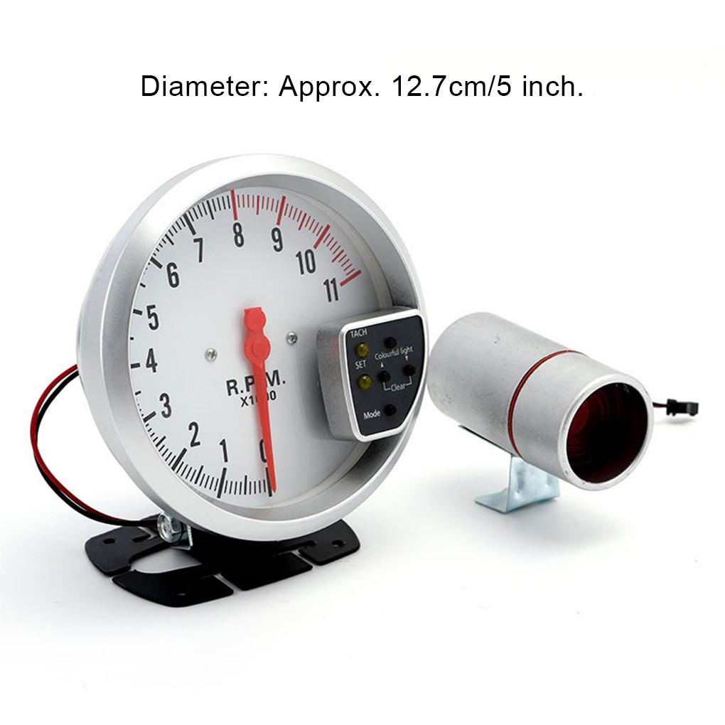 Universal 5 Inch 12V Car Truck Tachometer Motorcycle Scooter Colorful Backlight Adjustable Rotation Speed Meter Modification