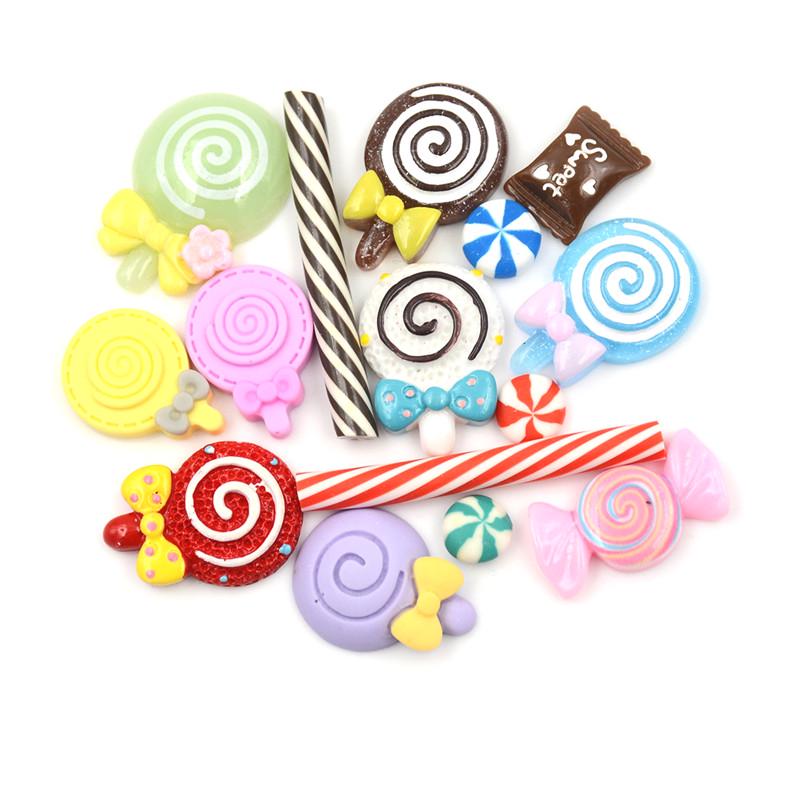 10 szt. DIY Dekoracja Etui na Telefon Rękodzieło Miniaturowa Żywiczna Lizak Cukierkowa Lalka Domku dla Lalek Dostawa Jedzenia