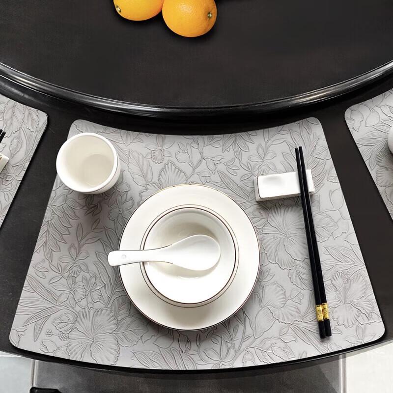 Chinese Style Leather Fan-shaped Placemat