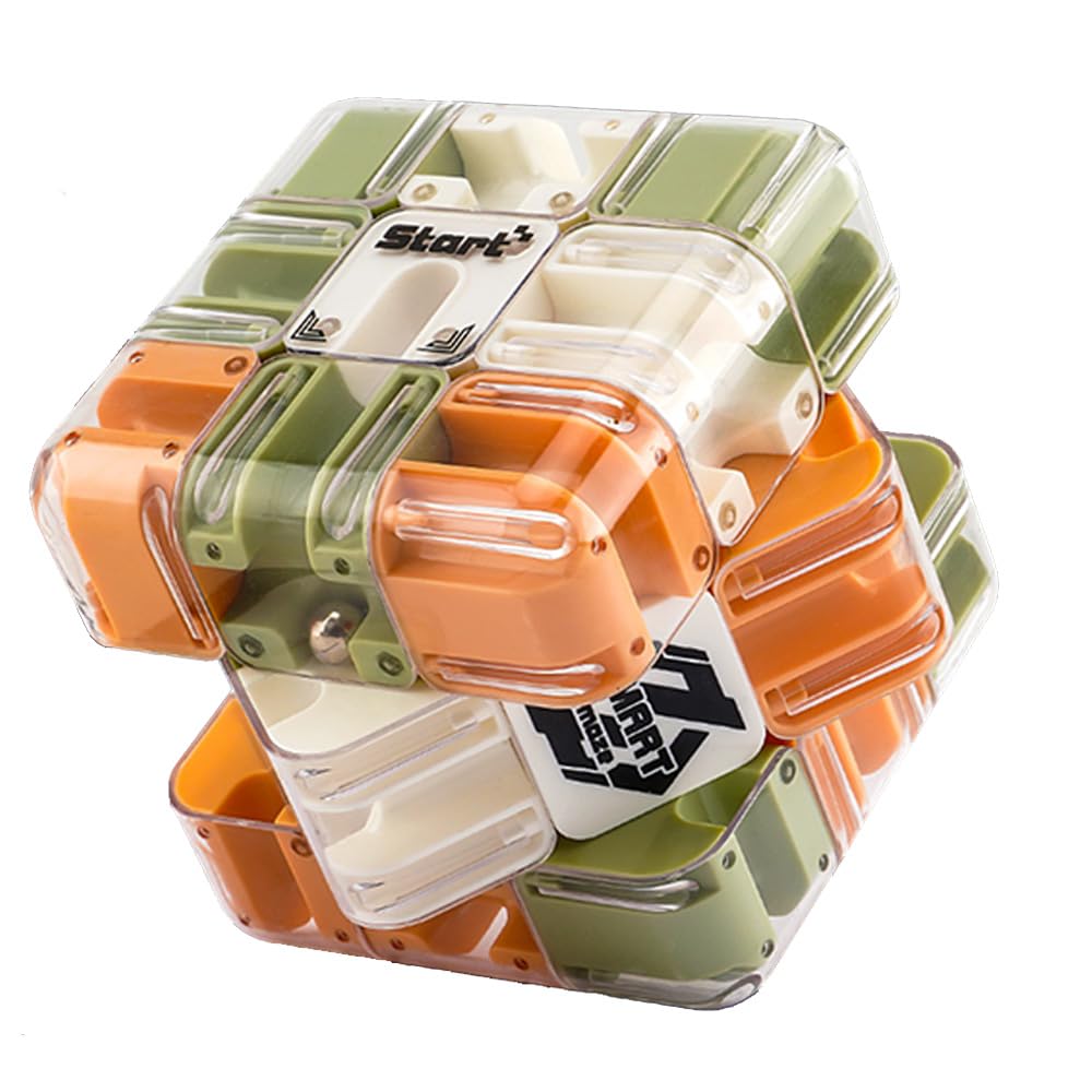3D Rollerball and Magic Cube Double Play Educational Toy Brain Training Puzzle Develops Spatial Awareness and Logical Smooth Rotation Perfect Gift for