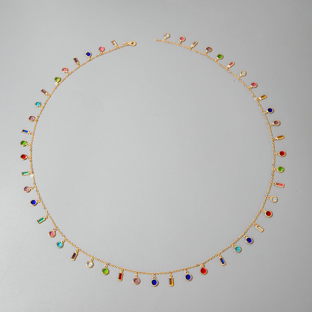 Accessories Colored Crystal Metal Collarbone Necklace, Long Imitation Pearls Stacked On Top of Each Other, Wearing Y-shaped Necklace Women