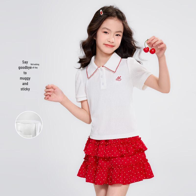Yuan Yuan Princess Girls' Summer Embroidered Polo T-Shirt