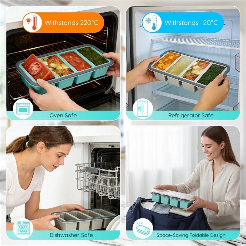 2 Pack Silicone Soup Freezer Containers With Lids,Soup Freezer Mold, Ice Trays For Freezer,For Storing 250Ml/125Ml Broth