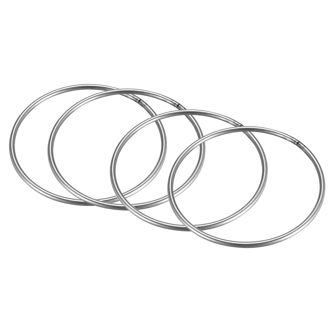 uxcell Welded O Rings Round O-Rings with Strap 80x3mm Stainless Steel Silver Tone 4pcs