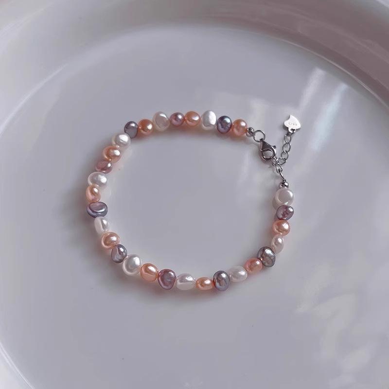 Sterling Silver Dopamine Candy Color Freshwater Baroque Pearl Women's Necklace