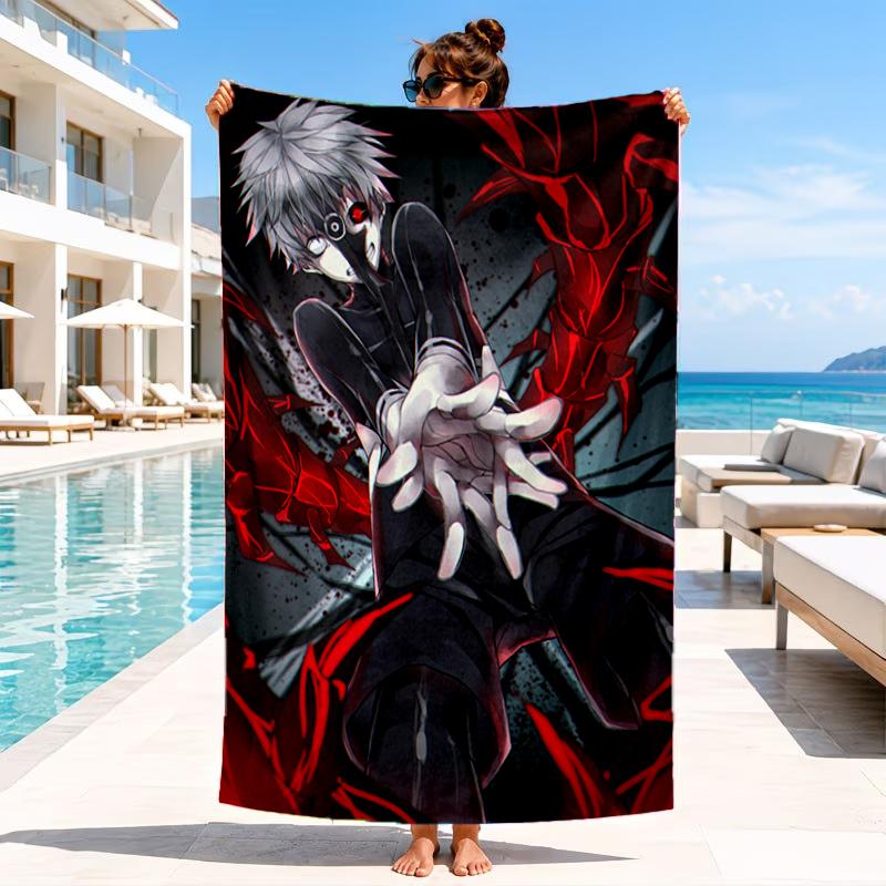 Tokyo anime Artwork Beach Towel, Microfiber Beach Towel, Perfect For Pool, Beach, Travel, Home Decor Beach Party Fan gifts