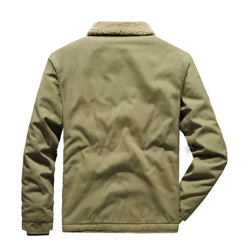 Winter Casual Lamb Wool Lapel Jacket, Men's Fleece Thickened Tooling Plus Size Jacket Top