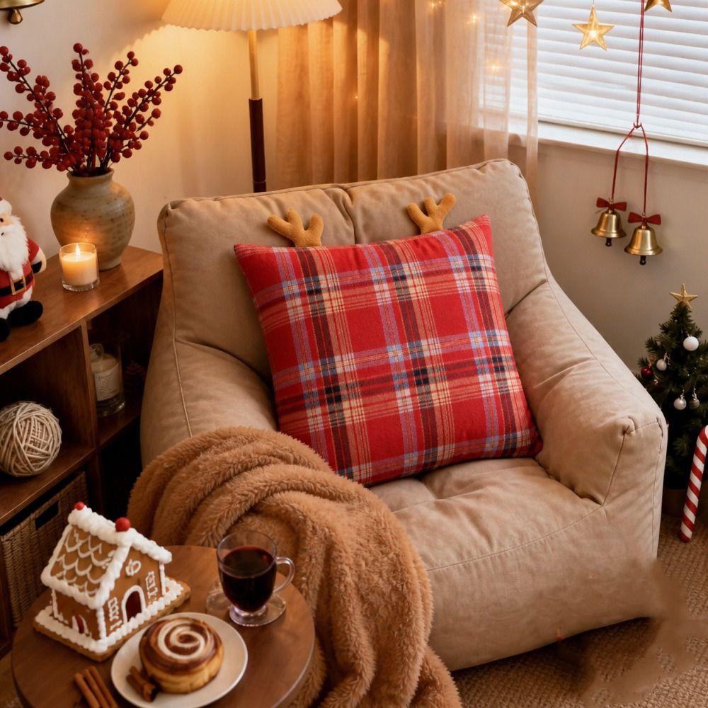 Festive Cushion Pillowslip Plaid Throw Pillow Cover Christmas Pillow Cover  Home Decor