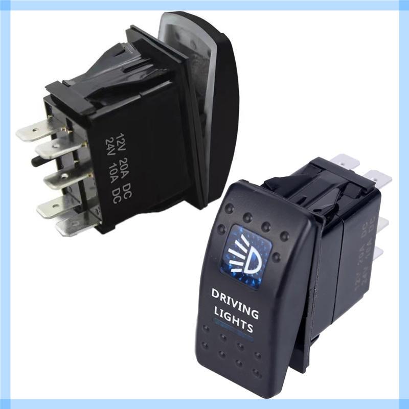 2Pcs LED Light Waterproof Boats Marine Toggle Switches 5 Pins 2 Position Rocker Toggle Switches for Trucks Motorcycle