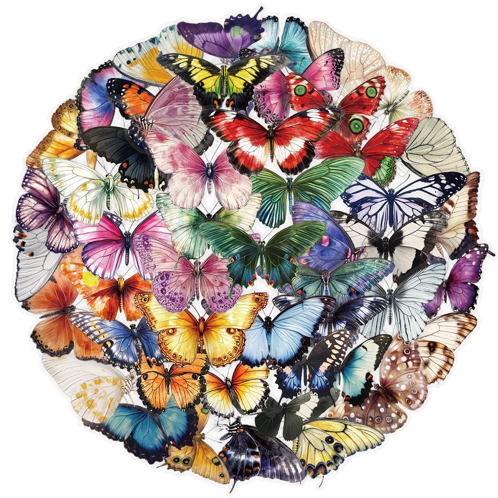 Butterfly Cartoon PET Waterproof Stickers for Journals, Bottles, Phones, and Computers