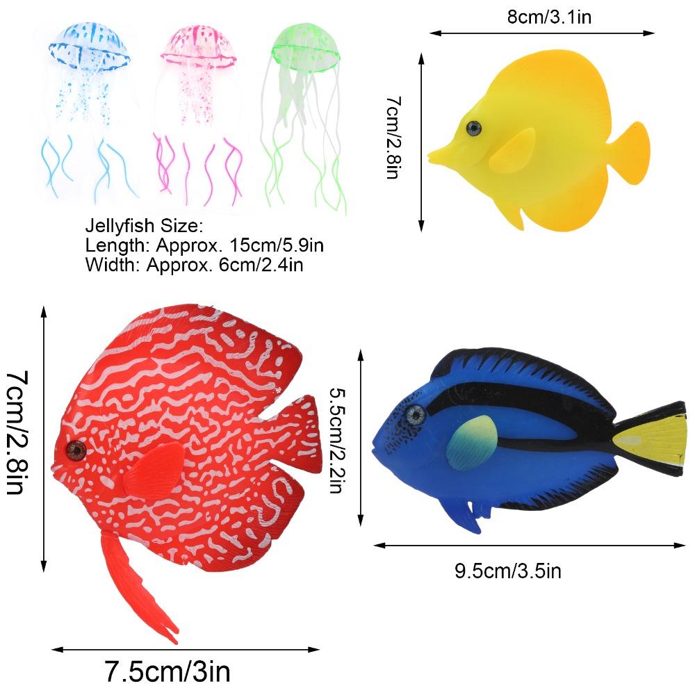 8Pcs Set Silicone Artificial Glowing Fish Colorful Aquarium Decor Fake Glowing Fish Aquarium
