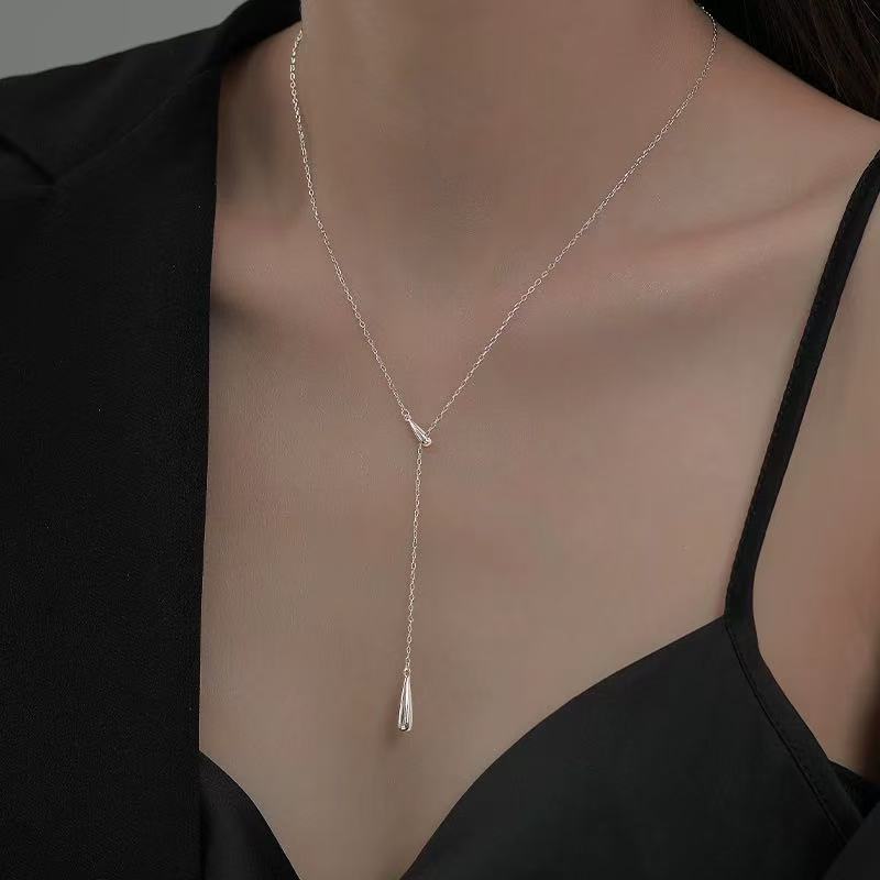 New 925 Sterling Silver Necklace Simple Style Geometric Shape Pendant Women CHoker Birthday Gift Exquisite Jewelry
