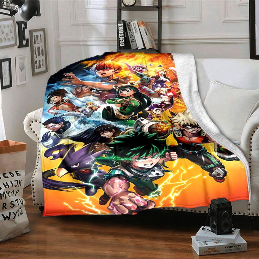 Heroic Anime Characters Flannel Blanket Super Soft Warm Cozy Blanket For Sofa Bed Office Travel Allseason Home Decor Gift